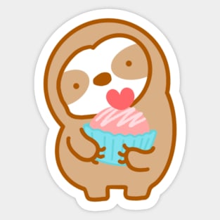 Cute Cupcake Sloth Sticker